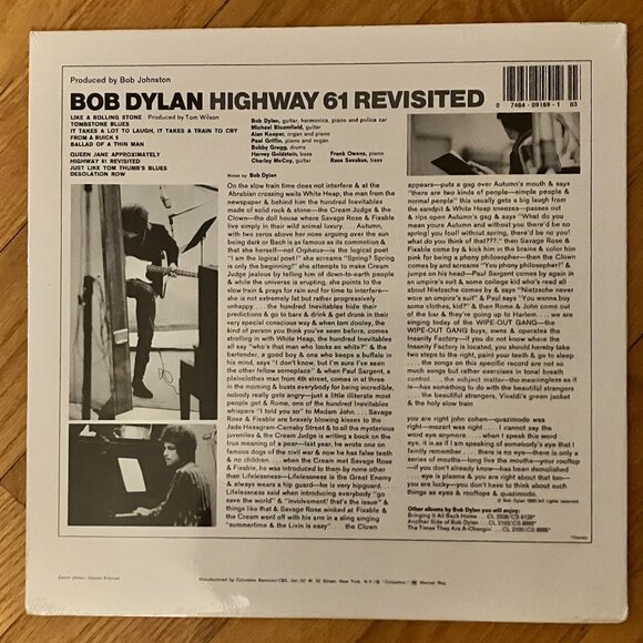 SEALED RECORD Bob Dylan ICONIC "LIKE A ROLLING STONE" ALBUM HIGHWAY 61 REVISITED - Picture 2 of 2